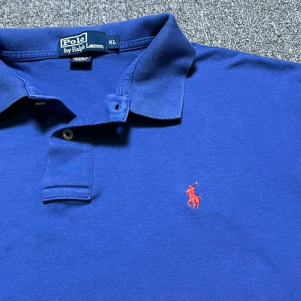 Vintage Polo Ralph Lauren Polo Shirt XL Blue Short Sleeve Embroidered Pony Logo